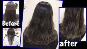 外国人風カラーアッシュグレーのグラデーションカラー【みのりさん】の髪