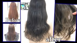 ブルーアッシュのダブルカラーは退色しても黄ばみや赤味を抑えれます。【ひろみさん】の髪