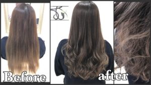 積み重ねるバイオレットアッシュのグラデーションカラー【ゆみこさん】の髪