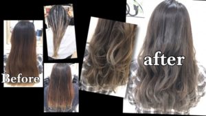 外国人風カラーアッシュグレーのグラデーションカラーのダブルカラー【みつはさん】の髪