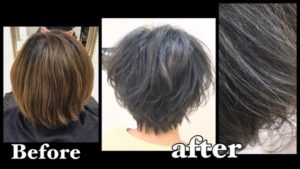 ショートに似合う積み重ねる赤味抹殺アッシュグレー【きよみさん】の髪