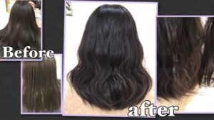 黒髪からのバイオレットアッシュグレーのダブルカラー【あやのさん】の髪