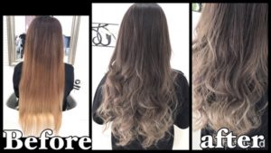 繰り返すほどに白っぽくなる外国人風グラデーションカラー【ゆかさん】の髪