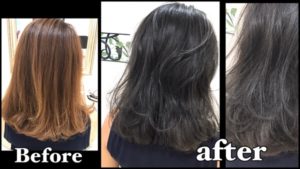 ハイトーンからの濃いめなアッシュグレーにはバイオレットをプラスして深みをプラスしよう！【ゆりさん】の髪