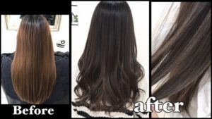 かなり濃いめな完全赤味抹殺なアッシュグレーのナチュラルグラデーションカラー【みずきさん】の髪