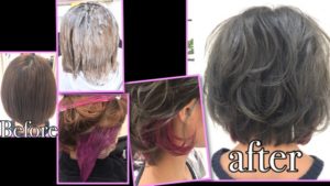 黒染めからのブリーチして外国人風カラーに。プラスピンクのインナーカラー【あやかさん】の髪