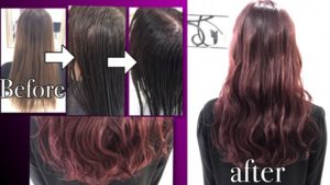 黒髪からのハイトーンのミルクティーピンクアッシュにするプロセスvol.2【もえさん】の髪