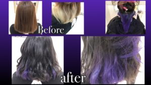 ボブに似合うラベンダーのインナーカラー×アッシュグレー【あやなさん】の髪