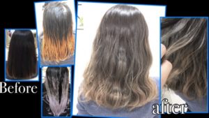 段階的に毛先をシルバーグレーにする外国人風グラデーションカラー【あやかさん】の髪