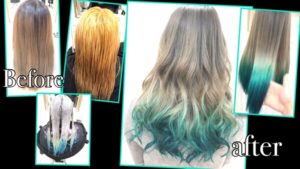 ウルトラハイトーンのシルバーグレーにグリーンのグラデーションカラーがヤバすぎ！【ももこちゃん】の髪