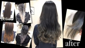 黒髪からのシルバーグレーのグラデーションカラーにしたい!!【ゆきのさん】の髪