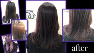 黒髪からのブリーチオンカラーでバイオレットカラー【まおさん】の髪