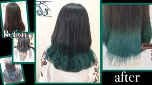 マニパニを使ったグリーン(緑)のグラデーションカラー【ほのかさん】の髪