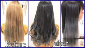 大阪で外国人風カラーの最高峰!ミルクティーシルバーアッシュグレー【あゆみさん】の髪