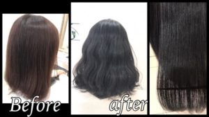 色落ちがしにくい濃厚なブルーブラック(青黒染め)【ちひろさん】の髪