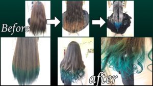 グリーンのグラデーションカラーが超絶可愛過ぎた外国人風カラー【ちづるさん】の髪