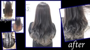 毛先にブリーチからの濃厚バイオレットアッシュで毛先を白っぽくします！【ゆみこさん】の髪