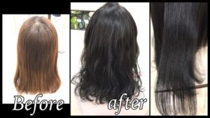 濃厚な青黒染めでネイビーブルーの外国人風カラー【まゆめさん】の髪