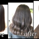 明るくしながら#セピアグレージュで赤味抹殺外国人風カラー【あいりさん】の髪