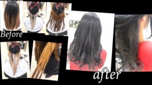 黒染めからのブリーチ2回のインナーカラーのシルバーアッシュグレー【ちかちゃん】の髪