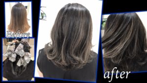 ハイライトを残してアッシュグレーにする外国人風カラー【ゆいさん】の髪