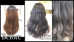 大阪で透明感のある赤味のないアッシュグレーを再現しよう!!【かなさん】の髪