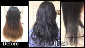 積み重ねる濃厚なブルーアッシュのナチュラルグラデーションカラー【ちさとさん】の髪