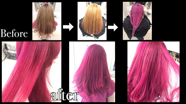 マニパニやカラーバターを使った最強のピンクデザインカラー まみちゃん の髪