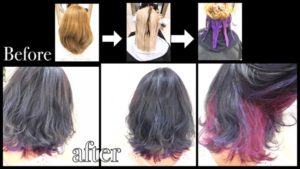 大阪でアールブリーチを使って究極のバイオレットアッシュとインナーカラー【みさとさん】の髪