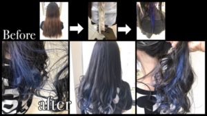大阪でアールブリーチを使ったブルーのインナーカラーがお洒落！【みづきさん】の髪