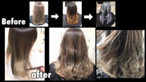 大阪でアールブリーチを使ったシルバーアッシュのグラデーションカラー【しおんさん】の髪