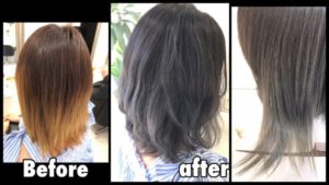 積み重ねる赤味抹殺のバイオレットアッシュで毛先を白っぽく!【さちこさん】の髪