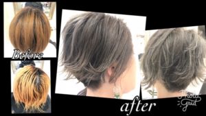 アールブリーチを使って段階的なホワイトグラデーションカラーを目指す！【ゆみこさん】の髪