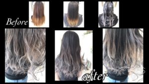 大阪で毛先を白っぽくするシルバーグレージュのグラデーションカラー【なほさん】の髪