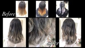 大阪で毛先を白っぽくする外国人風グラデーションカラーがお洒落！【みくさん】の髪