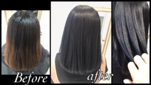 赤味の少ないブルーブラックは次のカラーがしやすい黒染め！【りこさん】の髪