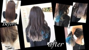 白とブルーのインナーカラーが超絶マッチした！！【りささん】の髪