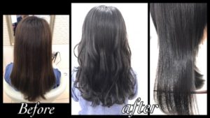 積み重ねるブルーブラックで濃厚カラー【みおさん】の髪