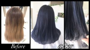 黒髪だけど黒髪すぎないお洒落なグレーパープル【しおんさん】の髪