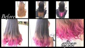 カラーバターを使ったピンクのグラデーションカラー【ななみさん】の髪