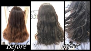 大阪で8レベルの透明感のあるアッシュグレーにしたい【まつりさん】の髪