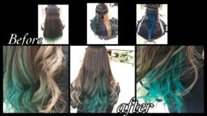 白いインナーカラーとターコイズブルーのインナーカラーがお洒落！【ちづるさん】の髪