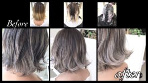 ボブとの相性抜群な毛先を白くするグラデーションカラーで外国人風カラー【はなみさん】の髪