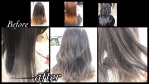 アールブリーチでフルブリーチからのモノトーングレージュのグラデーションカラー【えりさん】の髪