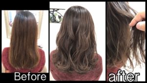 新色【スモークとホワイト】を使った透明感のあるモノグレージュ【りささん】の髪