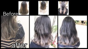 スモークミルクグレージュのグラデーションカラーで毛先を白く！！【のぞみさん】の髪