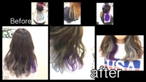 大阪でインナーカラーホワイト&ピンクパープルが可愛い！！【りささん】の髪