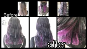 ラベンダーのインナーカラーと濃厚なバイオレットカラー【あやさん】の髪