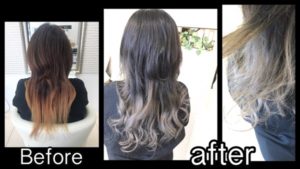 段階的に毛先を白っぽくするグラデーションカラー【かなこさん】の髪