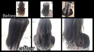 大阪で白いハイライトを入れたスモークグレージュ【さつきさん】の髪